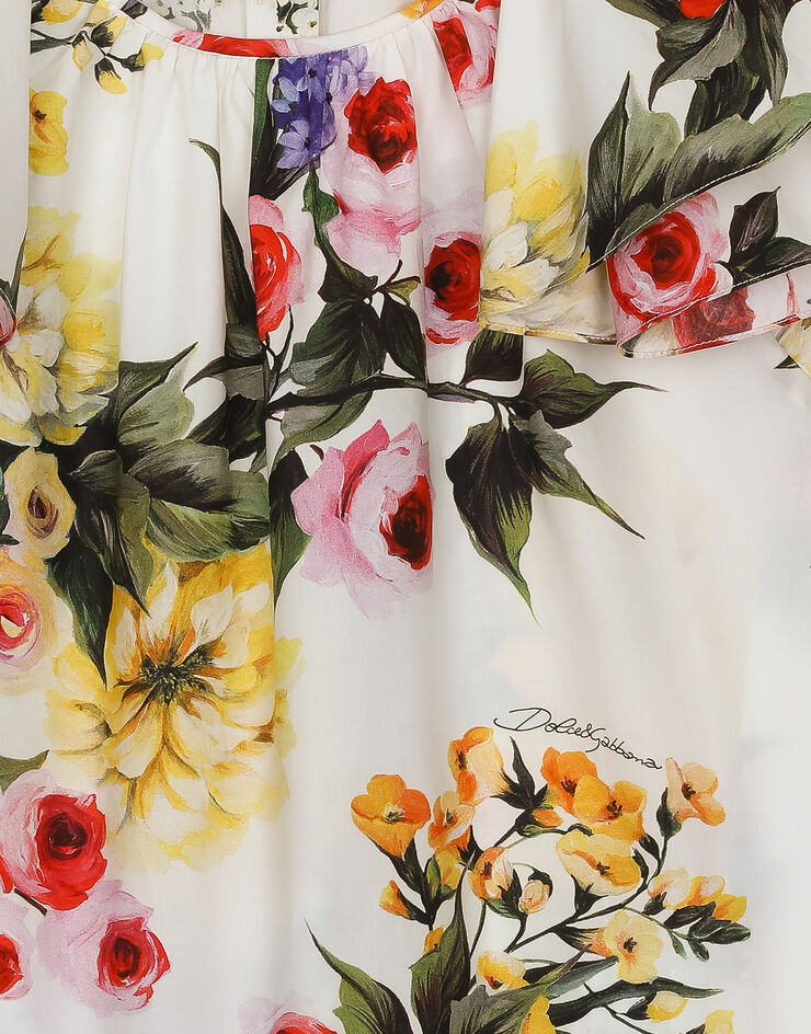 Dolce & Gabbana Bluse aus Popeline mit Garten-Print Drucken L56S12HS5Q5