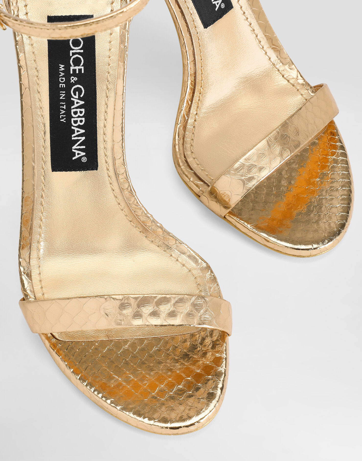 Python skin sandals in Gold for Women | Dolce&Gabbana® US