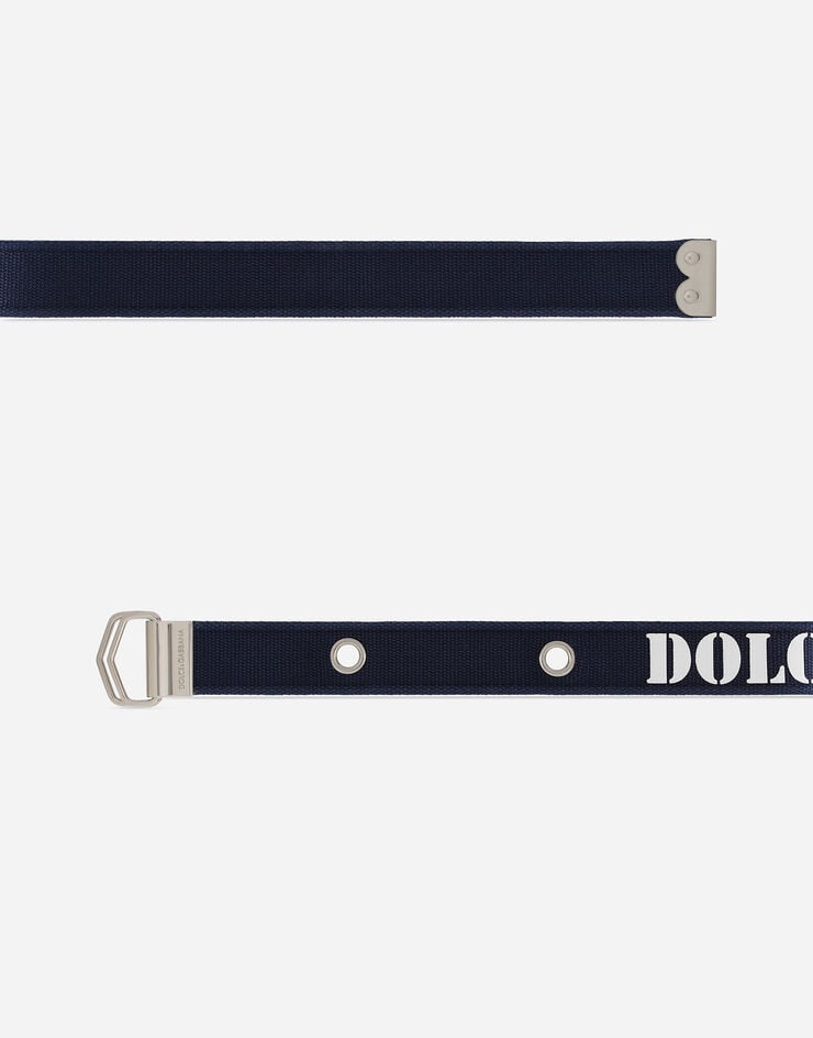 Dolce & Gabbana Cinturón de tejido con logotipo Azul BC4851AQ048