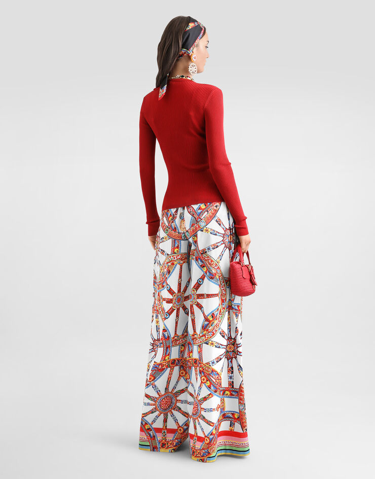 Dolce & Gabbana Ribbed viscose knit cardigan Red FXVETTJAIR5