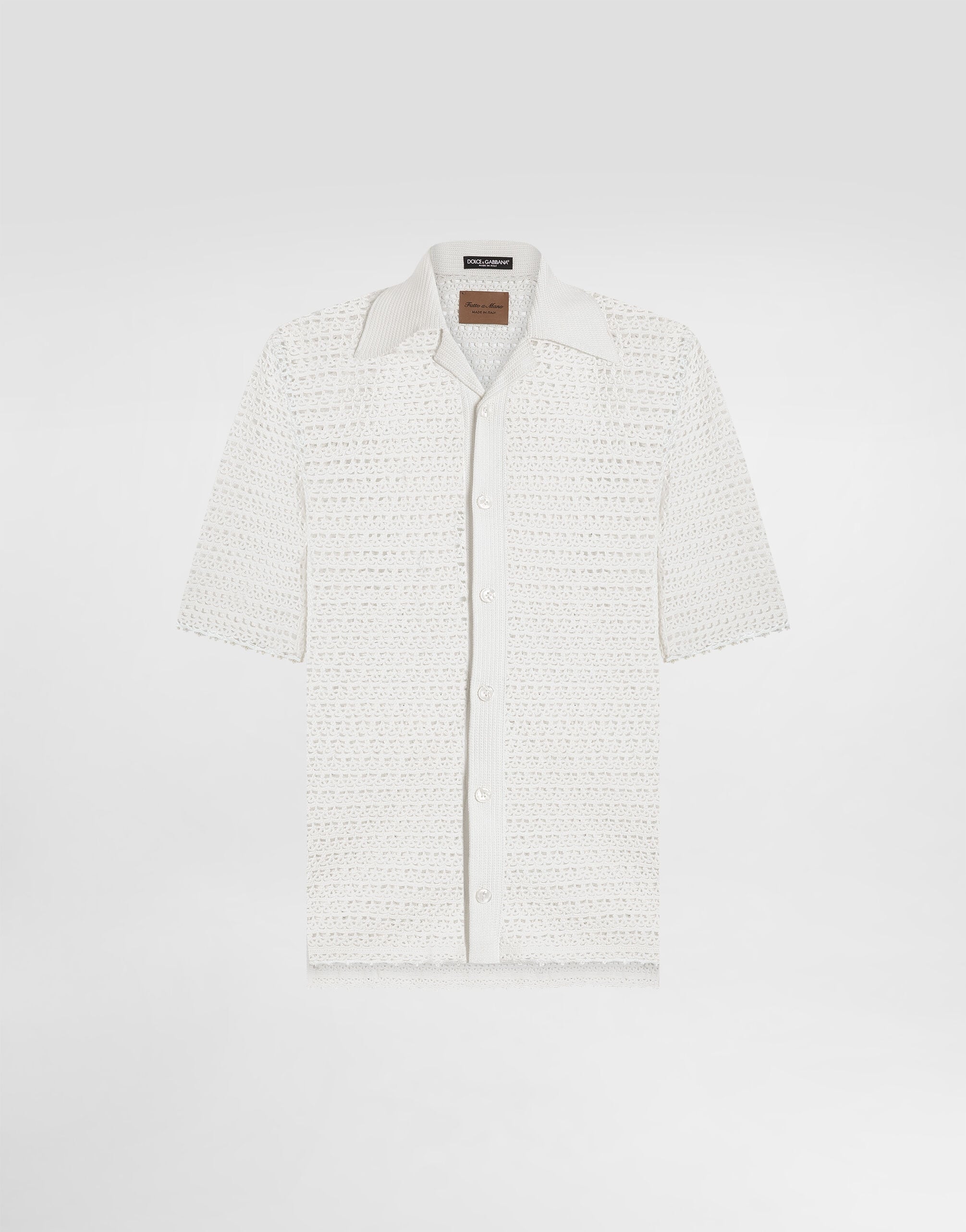 Cotton hand-crocheted shirt in White for Men | Dolce&Gabbana®