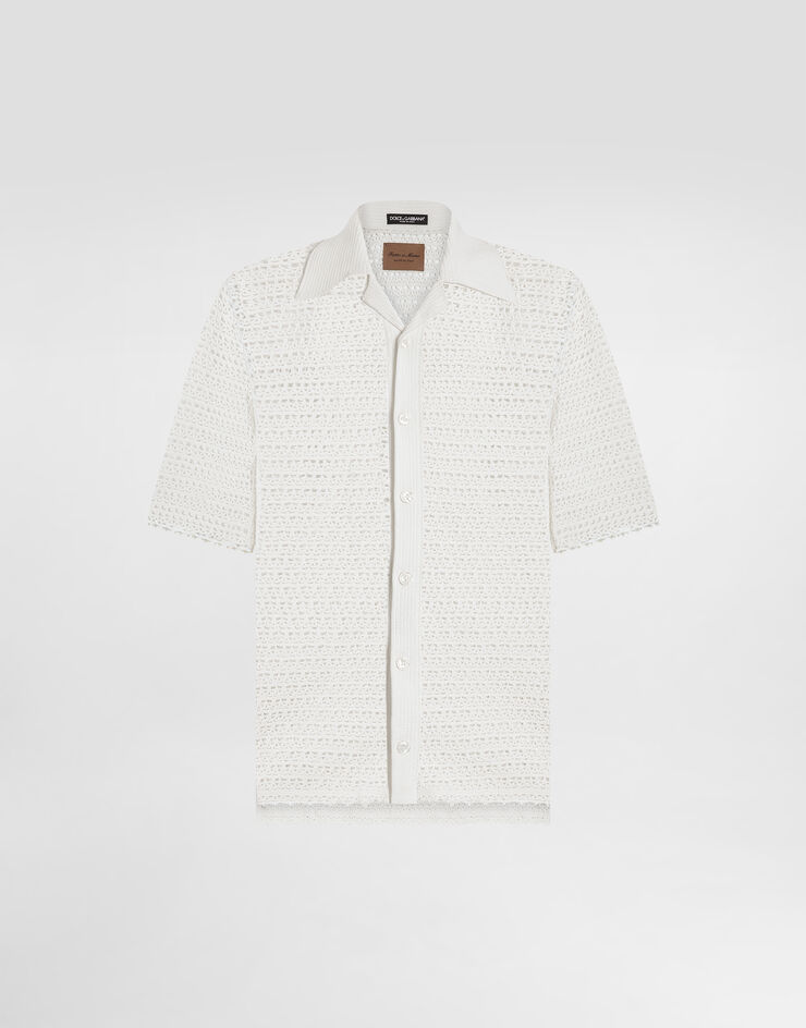 Dolce & Gabbana Camisa de ganchillo de algodón hecha a mano Blanco GXV99TJBCFD