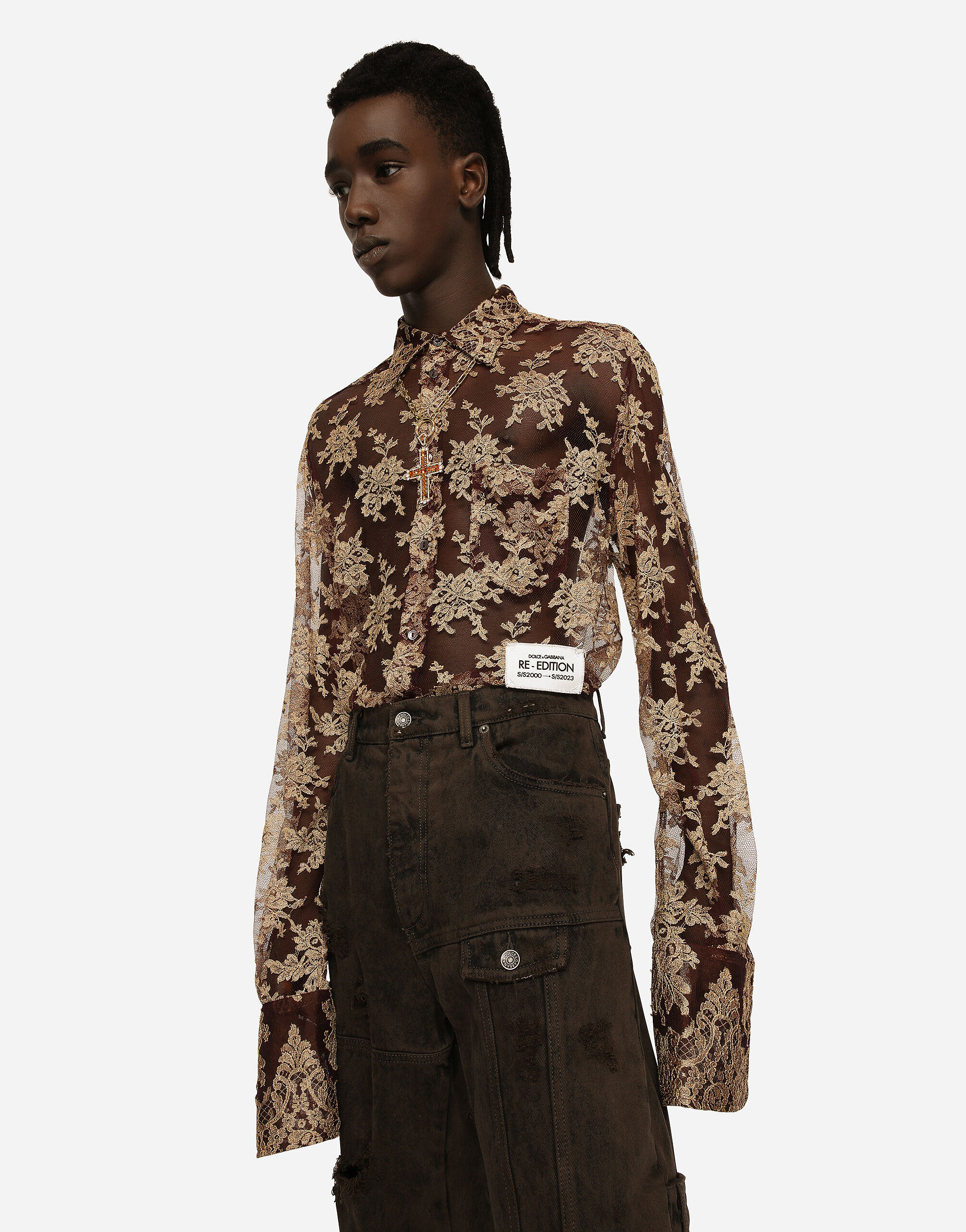 Floral lace shirt in Multicolor for Dolce Gabbana US