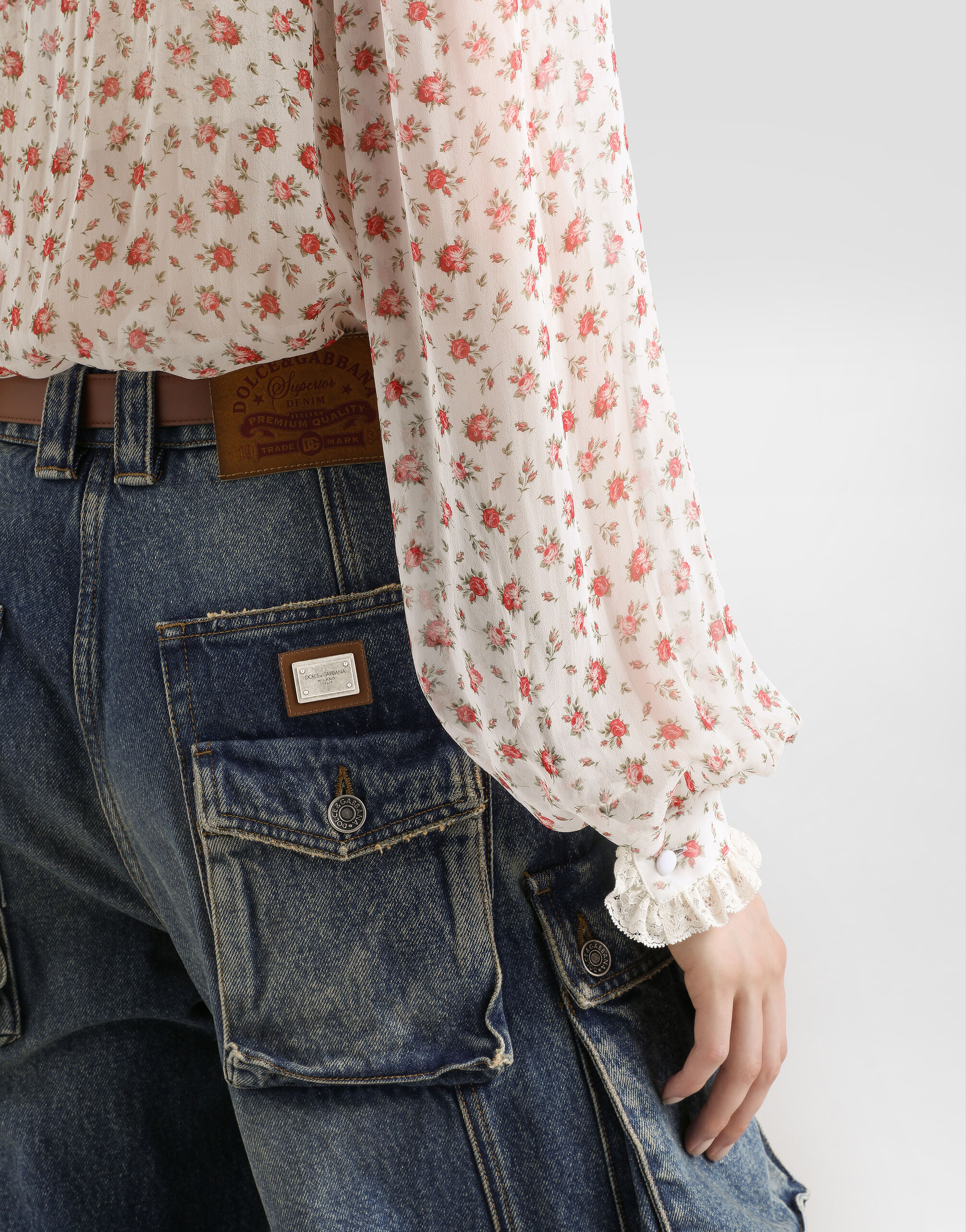 Small rose-print chiffon top - thumbnail 5