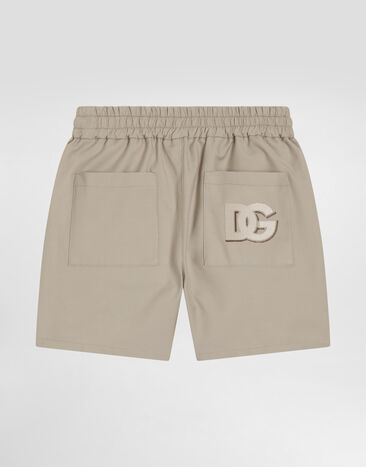 Dolce & Gabbana Gabardine shorts with DG logo Beige L13Q77HUMRB