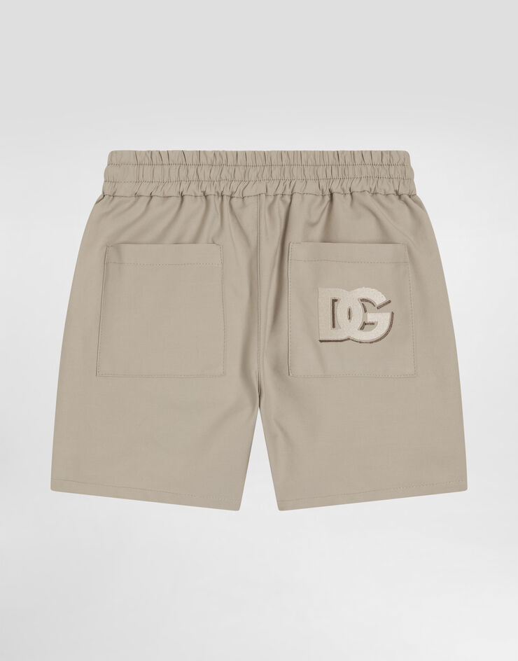Dolce & Gabbana Gabardine shorts with DG logo Beige L13Q77HUMRB