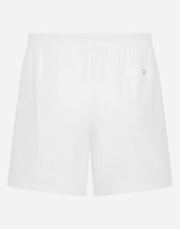 Dolce & Gabbana Long cotton boxers with branded plate White M3A09TFU5K9