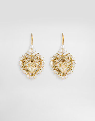 Dolce & Gabbana Pendientes Devotion de oro amarillo de 18 quilates y diamantes Dorado WEND1KWYEDW