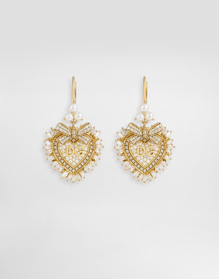 Dolce & Gabbana Pendientes Devotion de oro amarillo de 18 quilates y diamantes Dorado WEND1KWYEDW