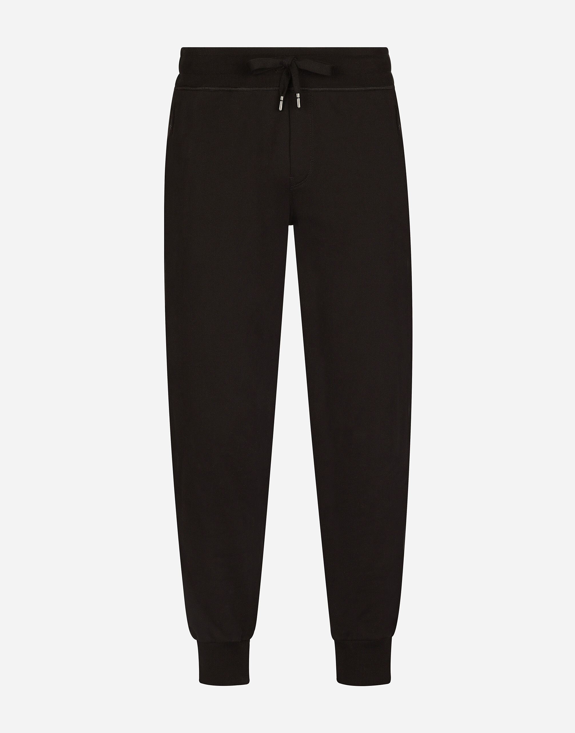 Jersey jogging pants with branded tag in BLACK for for Men