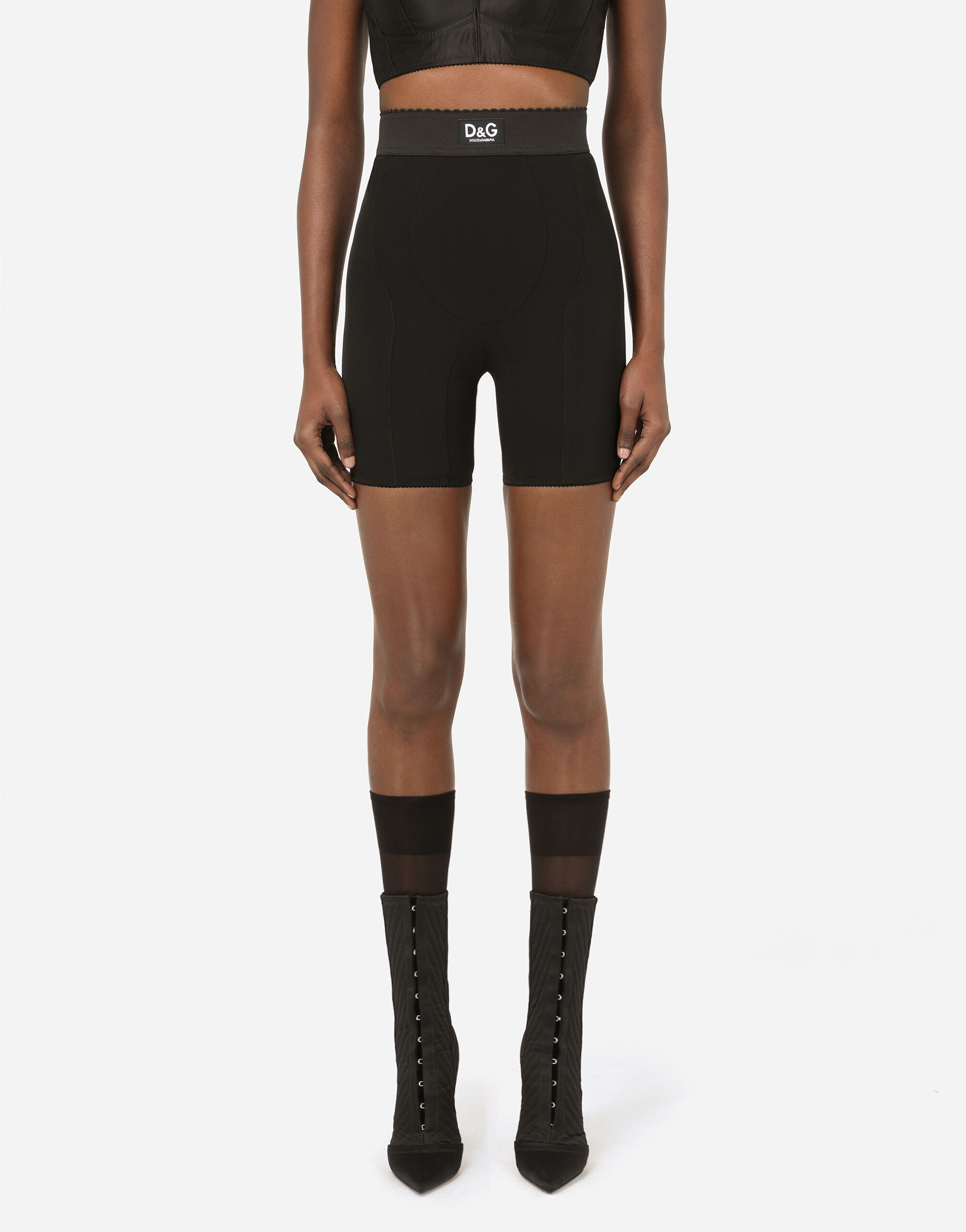 【DOLCE＆GABBANA】ハイウエスト ジャージー ブリーフ Jersey cycling shorts in Black for Women | Dolce&Gabbana® US