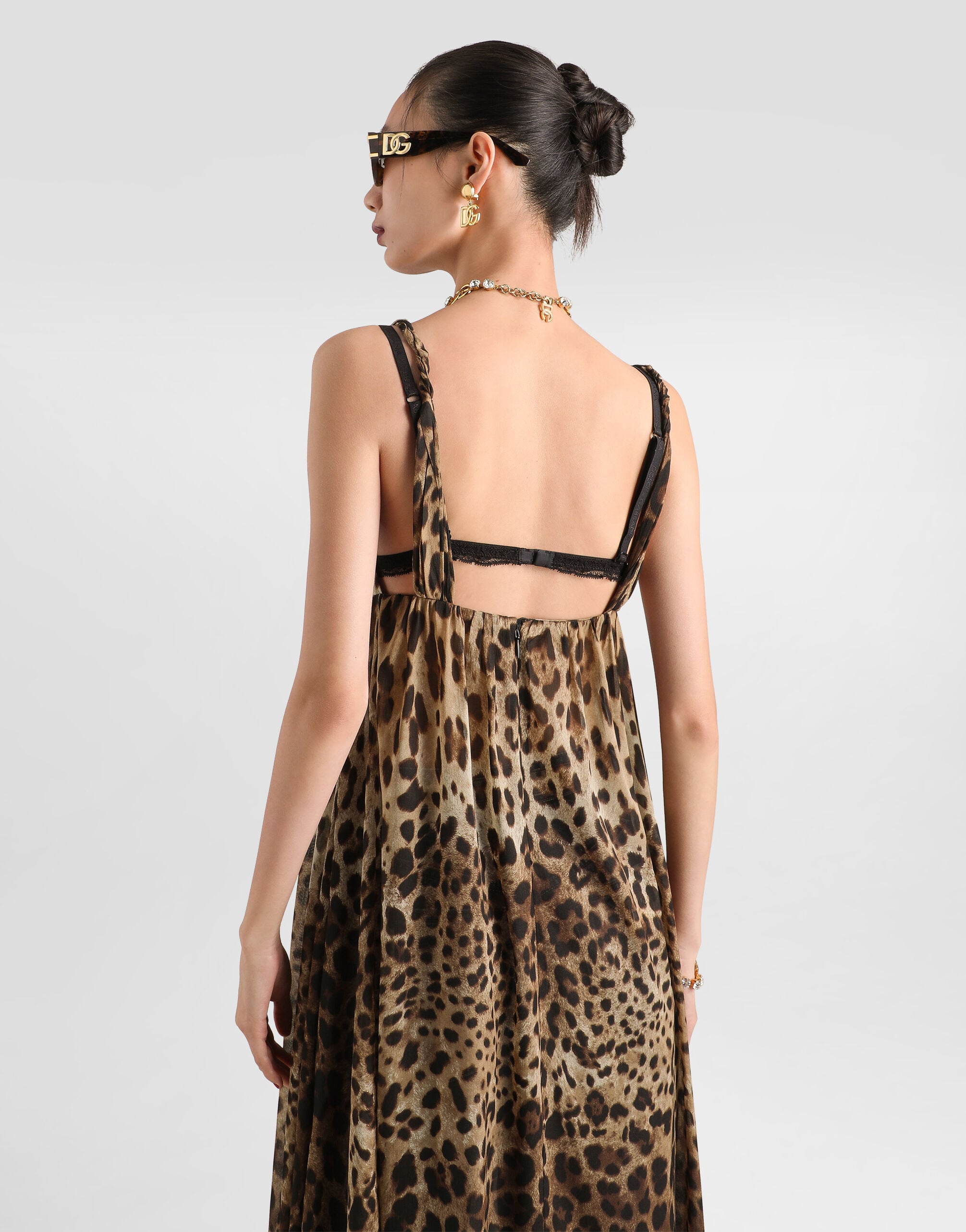 Leo-print stretch sheer dress in Print for Women | Dolce&Gabbana® US