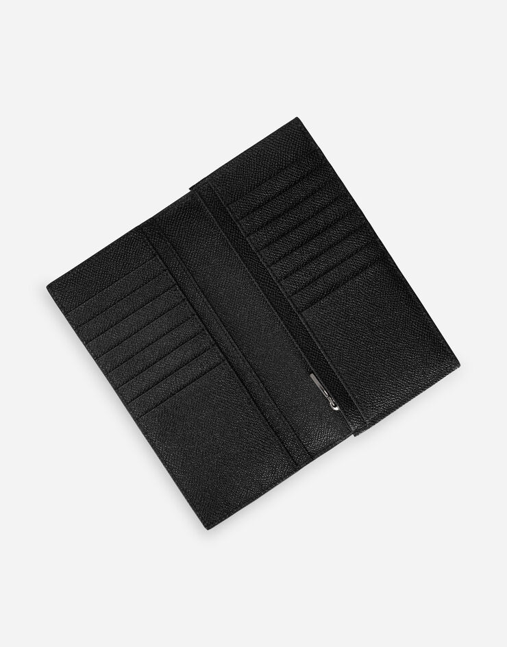 Dolce & Gabbana Вертикальный бумажник из телячьей кожи с фирменной пластинкой черный BP2573AG219