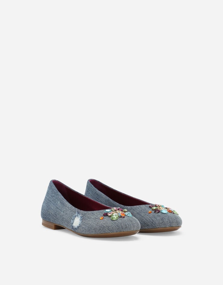 Dolce & Gabbana حذاء باليرينا من دنيم باتشورك أزرق D10510AR142