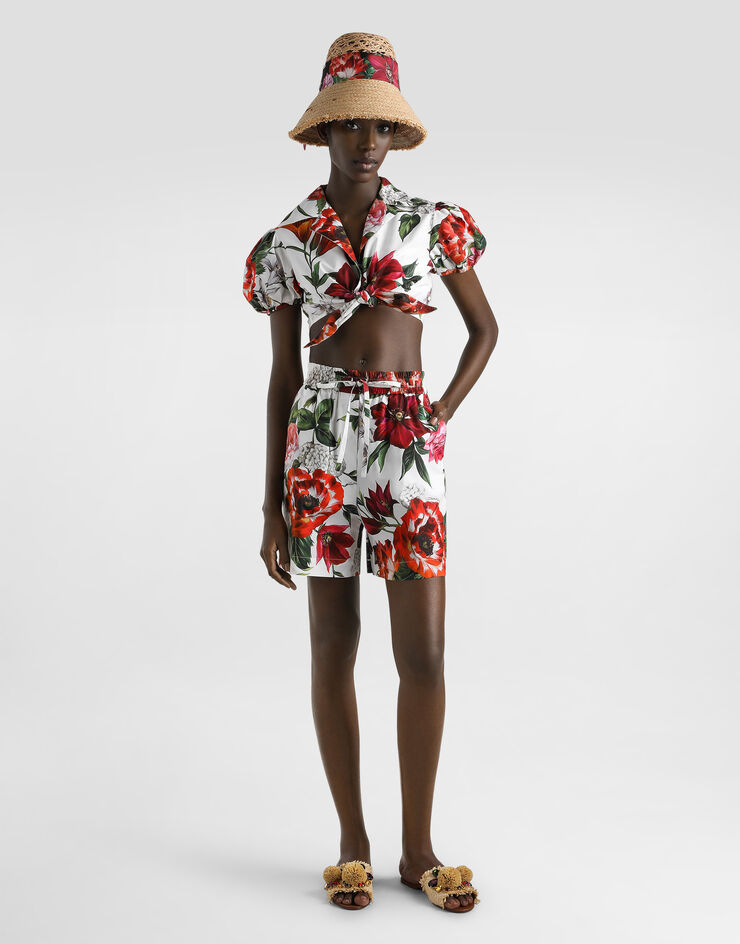Dolce & Gabbana Short en popeline à imprimé fleurs Imprimé FTDBPTHS5TQ