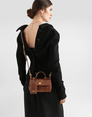 Dolce & Gabbana Bolso de mano My Sicily mini en piel de anguila Marrón BB7864B8291