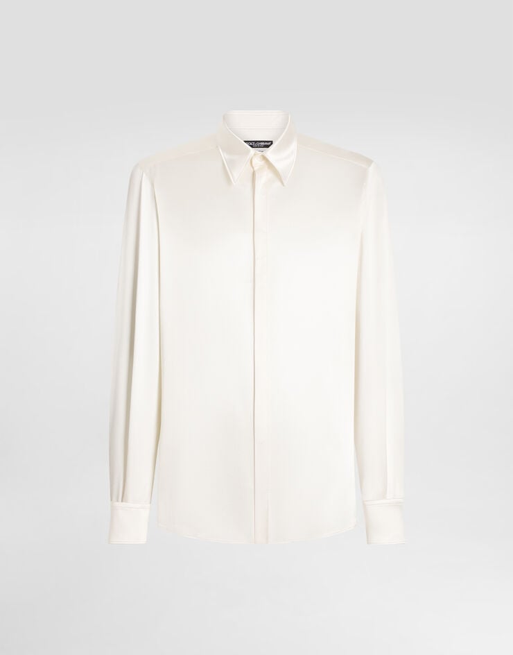 Dolce & Gabbana Silk satin Martini-fit shirt White G5JL8TGK384