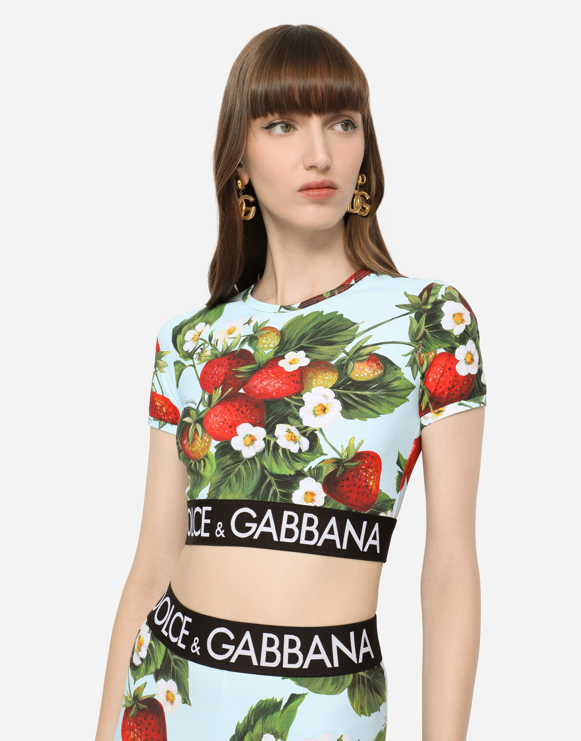 Technical jersey T-shirt with strawberry print