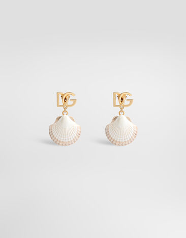 Dolce & Gabbana Earrings with DG logo and shell Gold WEQ6A1W1111