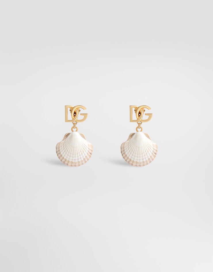 Dolce & Gabbana Earrings with DG logo and shell Dolce & Gabbana Earrings with DG logo and shell Gold WEQ6A1W1111