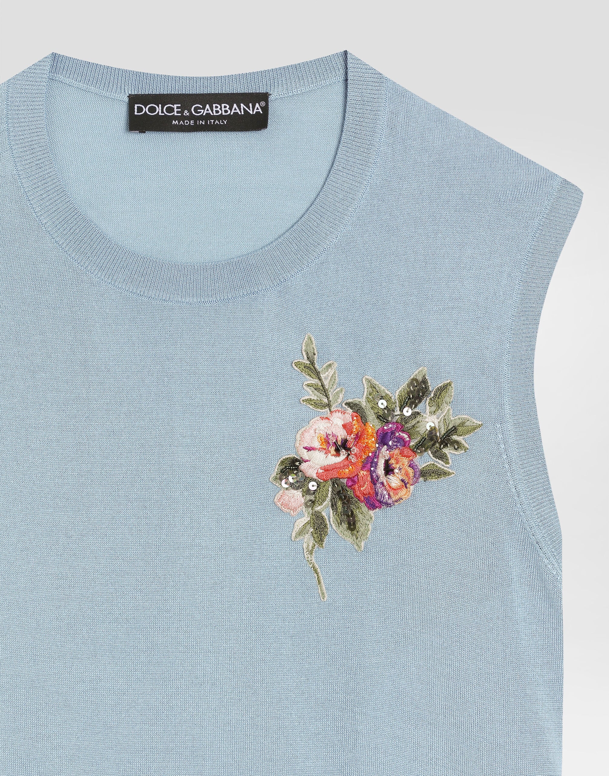 ブルーのウィメンズ Silk tank top | Dolce&Gabbana®