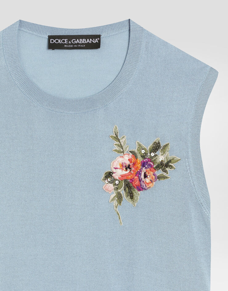 Dolce & Gabbana 실크 소재 탱크톱 Azure FXT04ZJBSOV