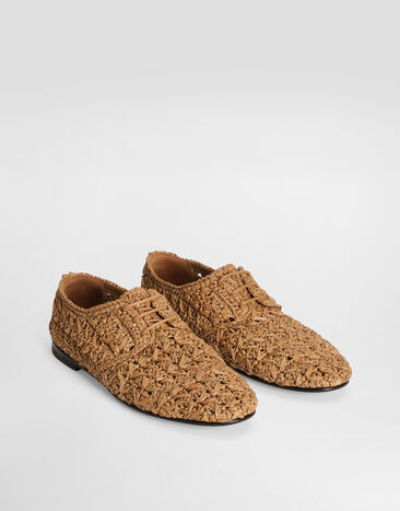 Dolce & Gabbana Woven raffia Derby shoes Beige A10867A9M63