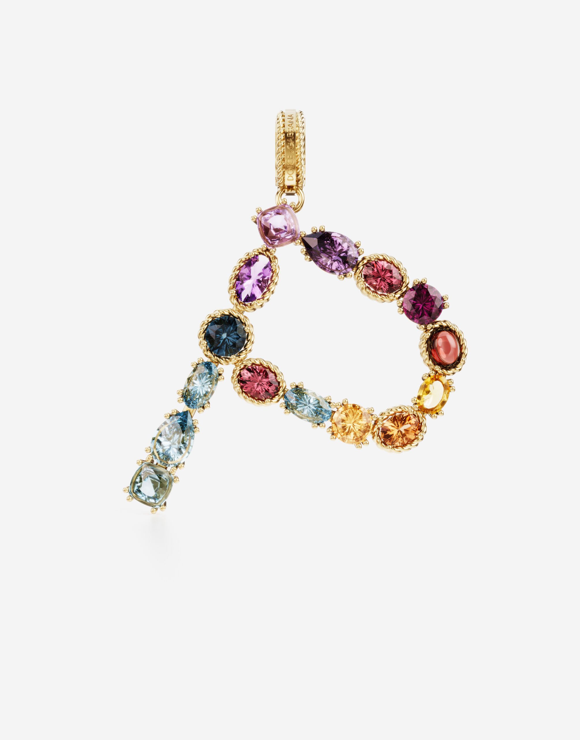 Dolce & Gabbana Charm P Rainbow alphabet aus 18-karätigem Gelbgold mit mehrfarbigen Edelsteinen GOLD WANR1GWMIXA
