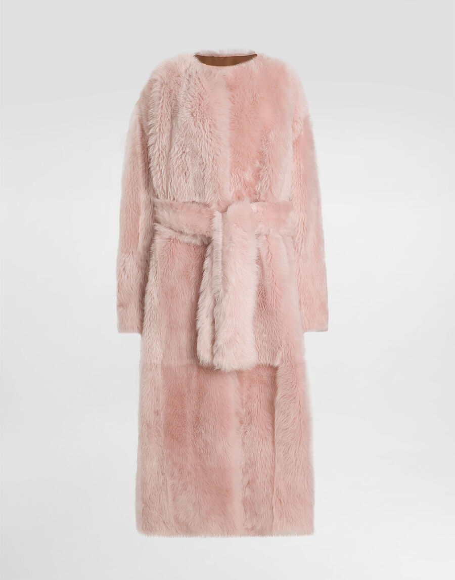 Lamb fur long coat