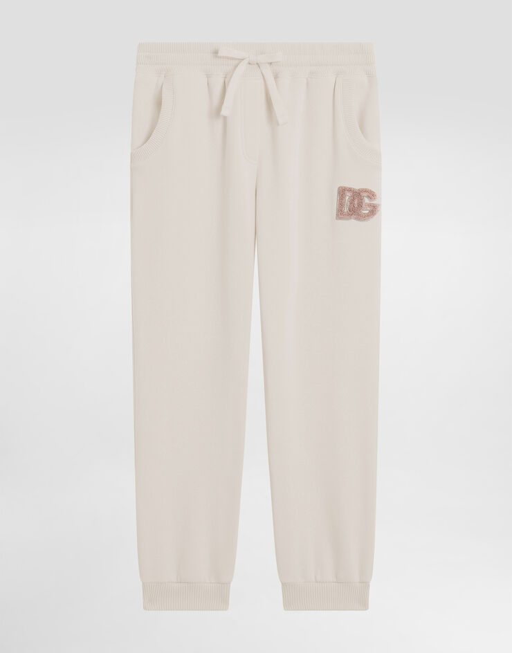 Dolce & Gabbana Oversized fleece trousers with DG sequin patch Pink L5JPG9G7PKQ