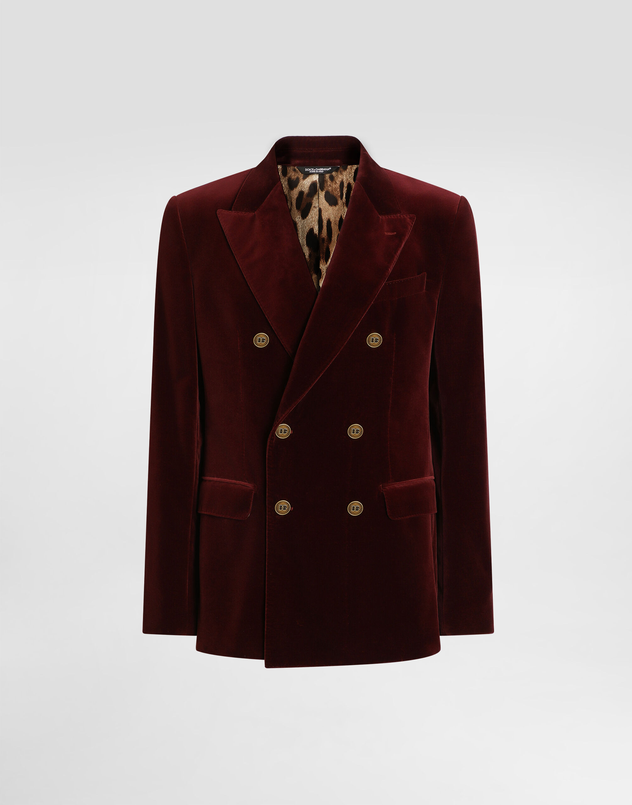 Double-breasted sicilia light cotton velvet jacket in Bordeaux for