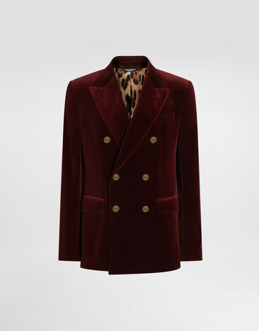 Dolce & Gabbana Double-breasted sicilia light cotton velvet jacket Bordeaux G2TV8TGJ619