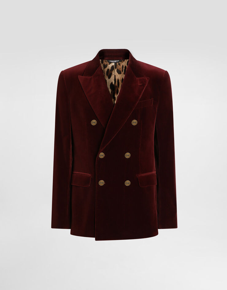 Dolce & Gabbana Double-breasted sicilia light cotton velvet jacket Bordeaux G2TV8TGJ619