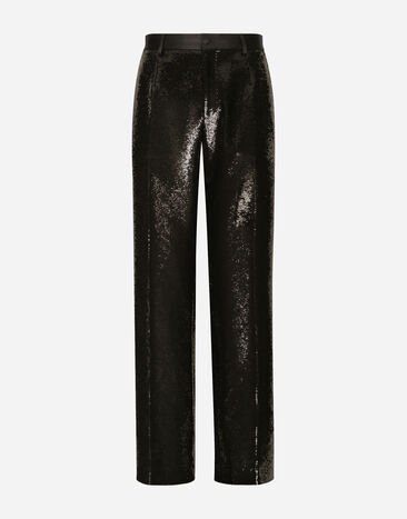 Dolce & Gabbana Sequined straight-leg pants Plateado G2QU6TFLSEP