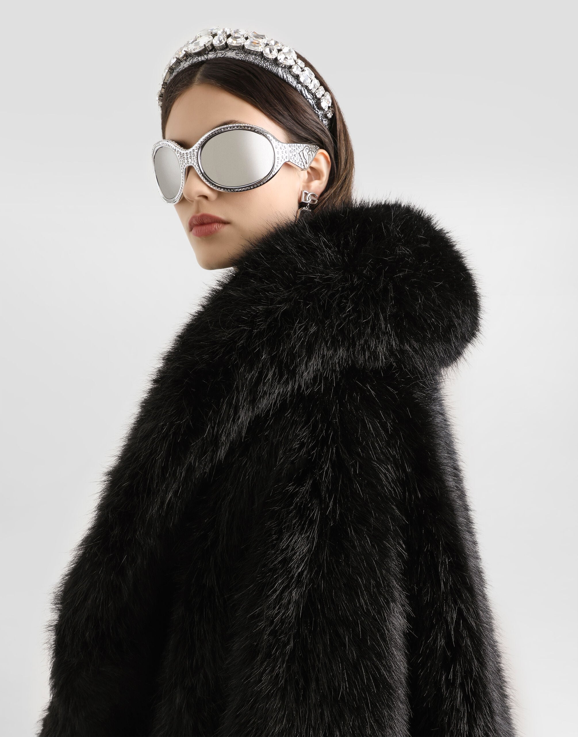 Fur-effect coat in Black for Women | Dolce&Gabbana® US