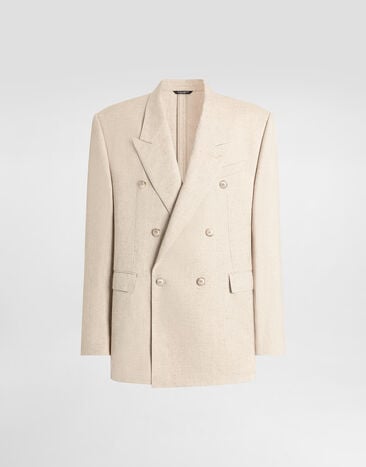 Dolce & Gabbana Double-breasted tweed-effect silk and hemp jacket Multicolor G2WJ2TFUTDB