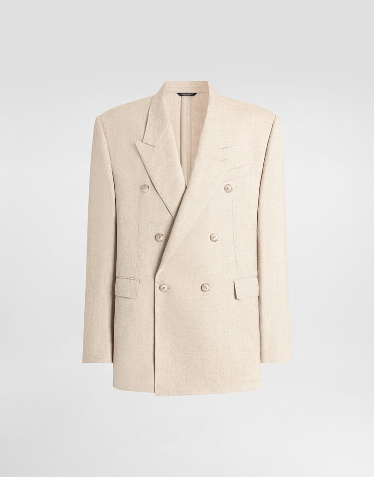 Dolce & Gabbana Jacke aus seide und hanf mit doppelreiher-design in tweed-optik Multicolor G2WJ2TFUTDB