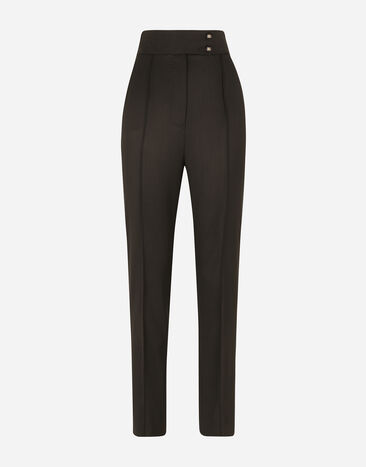 Dolce & Gabbana Pantalones de popelina de lana Negro FTCF1TFUBD5