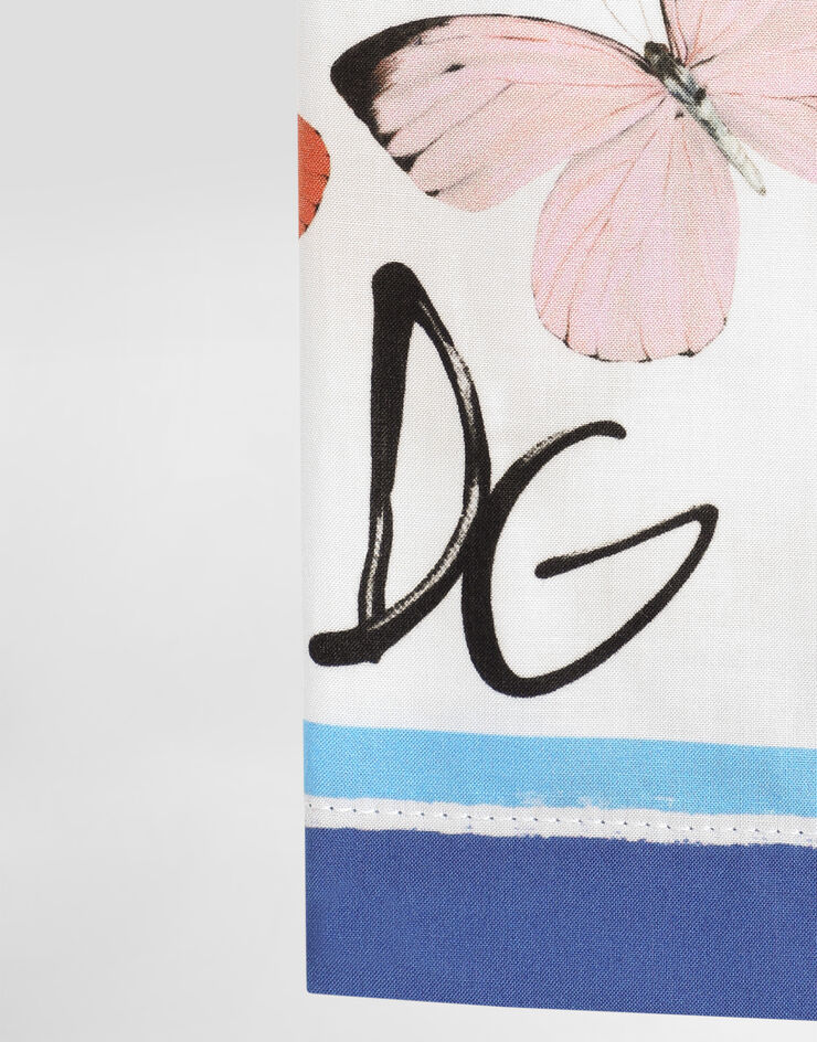 Dolce & Gabbana Striped poplin shorts with butterfly print Print L23Q34FI5KS