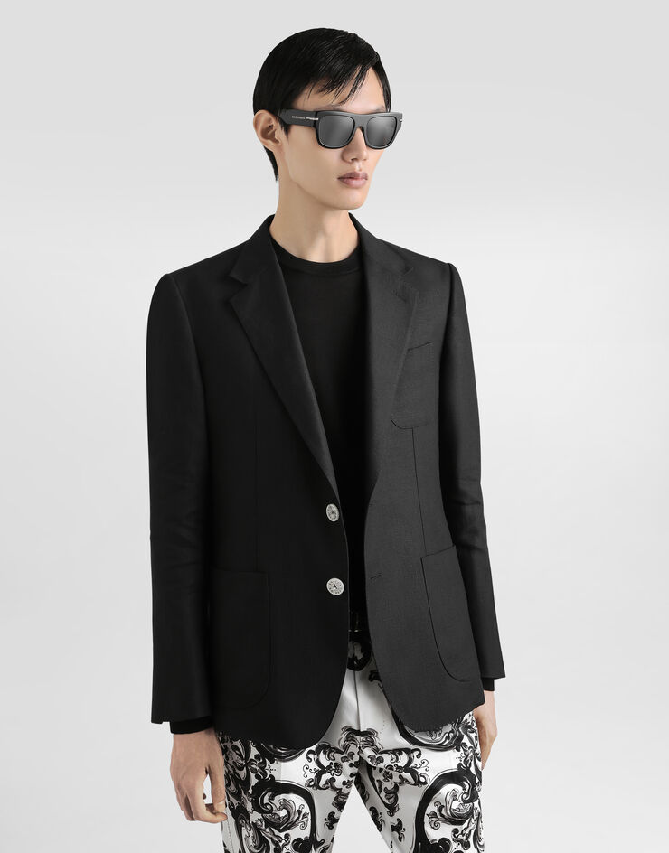 Dolce & Gabbana Giacca monopetto Portofino in lino Nero G2PT9TFU4JB