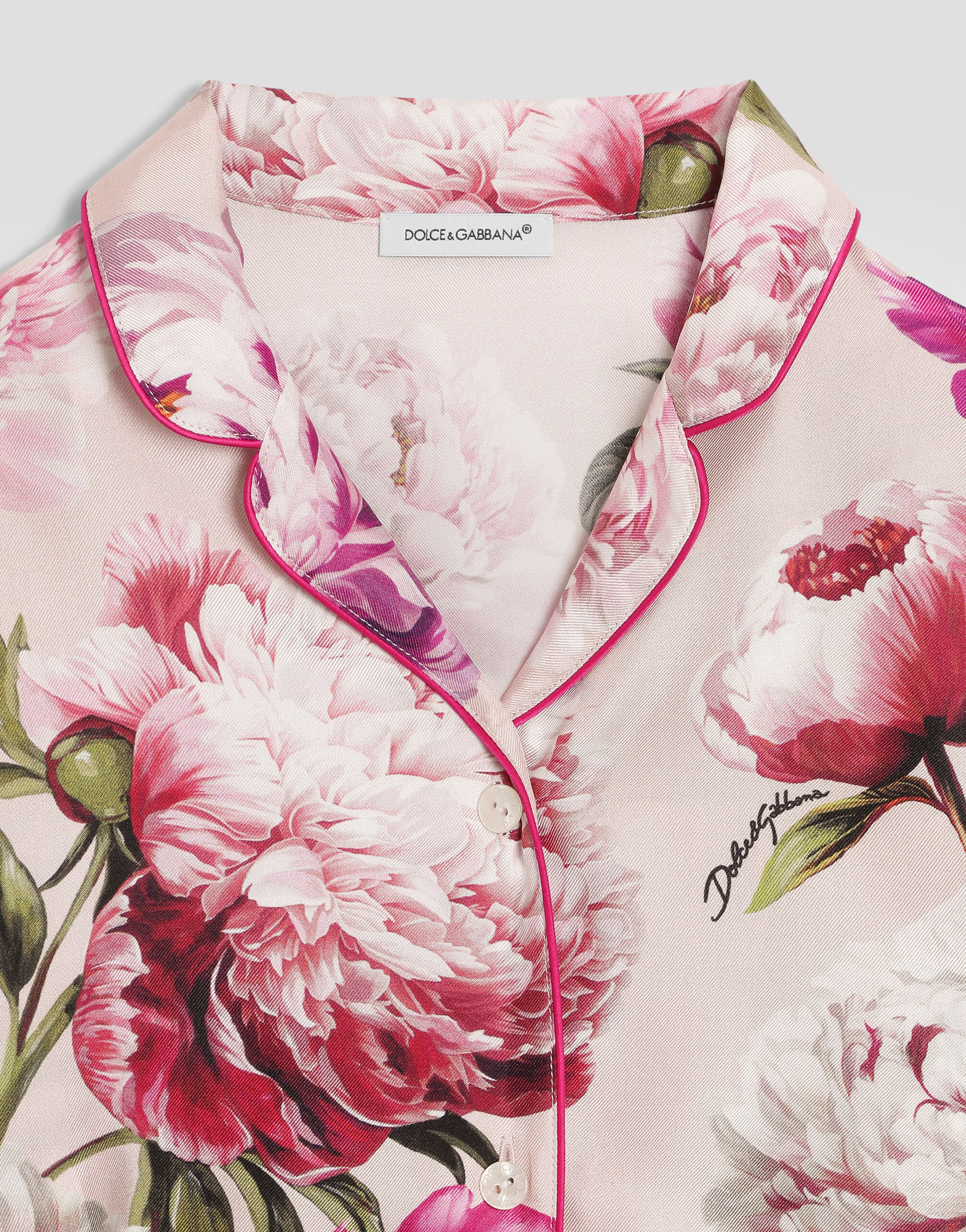 Peony-print twill vanity shirt in Multicolor for Girls