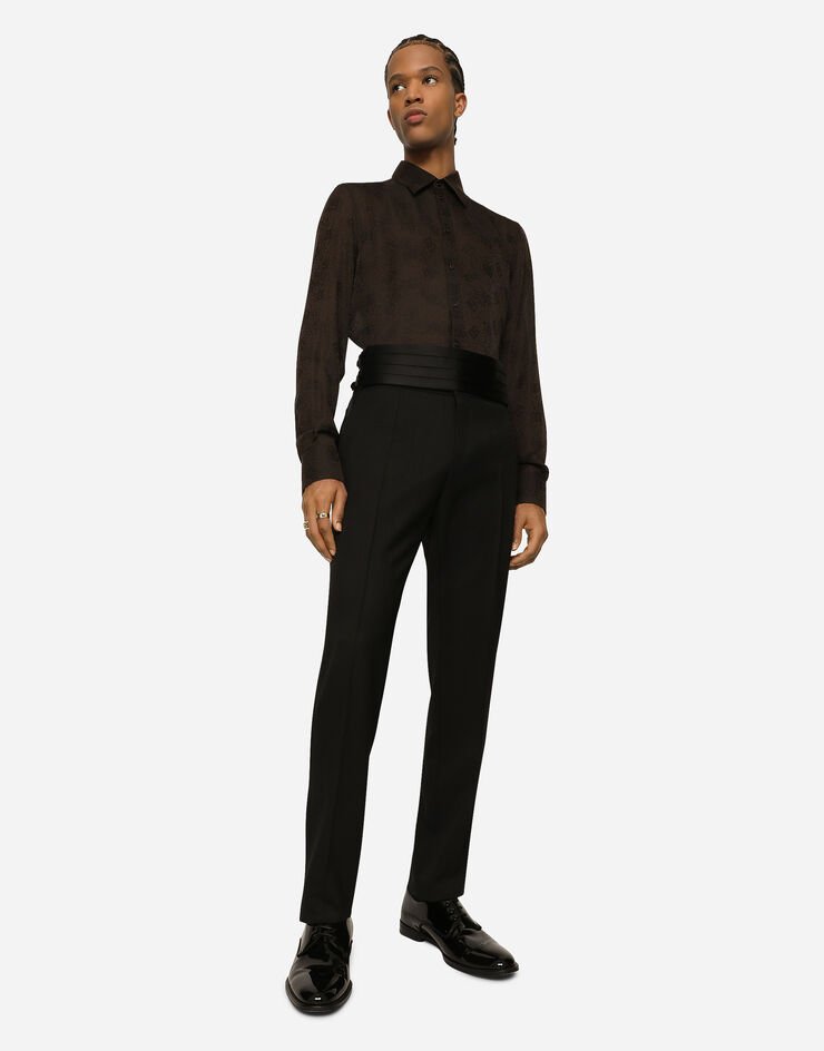 Dolce&Gabbana Pantalon de smoking en sergé de laine stretch Noir GVPWMTFUBE7