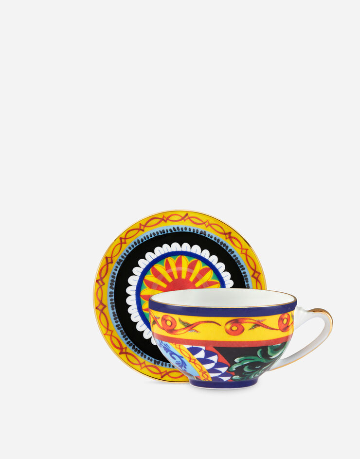 Dolce & Gabbana Tazza Tè con Piattino in Porcellana Multicolore TC0102TCA17