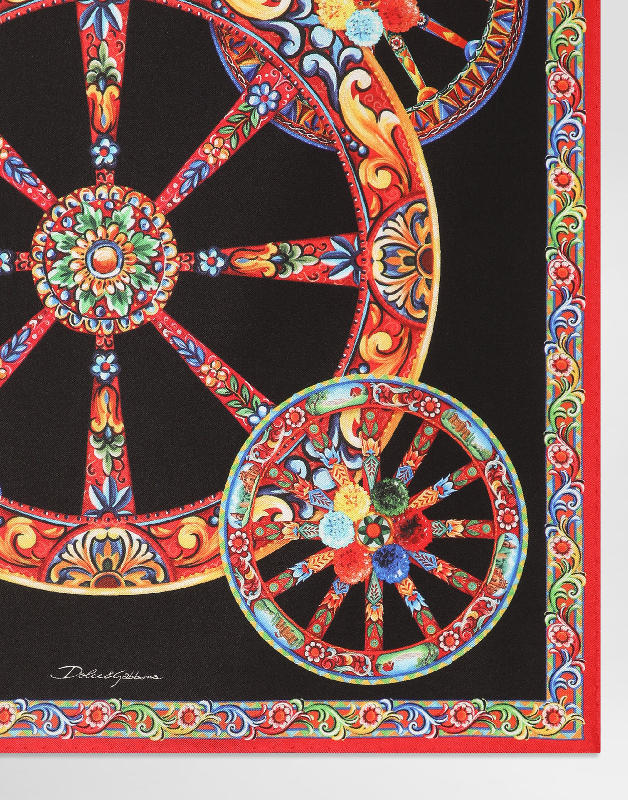 ゴチェドルガバシルクストール Foulard 50x50 in twill di seta stampa carretto in Multicolore da