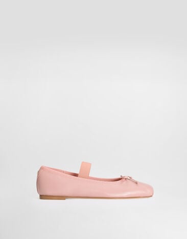 Dolce & Gabbana Nappa leather ballet flats with gros-grain detail Pink D11395AX626