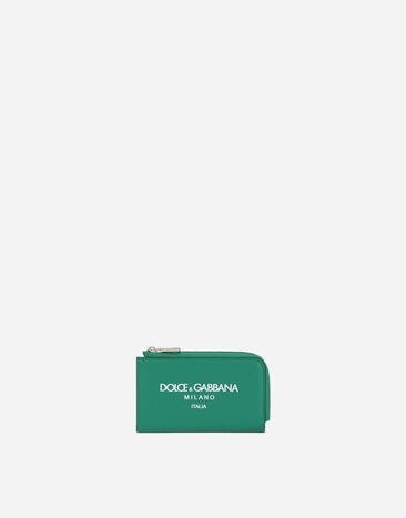 Dolce & Gabbana Calfskin card holder with logo Green GH874ZFUFJU