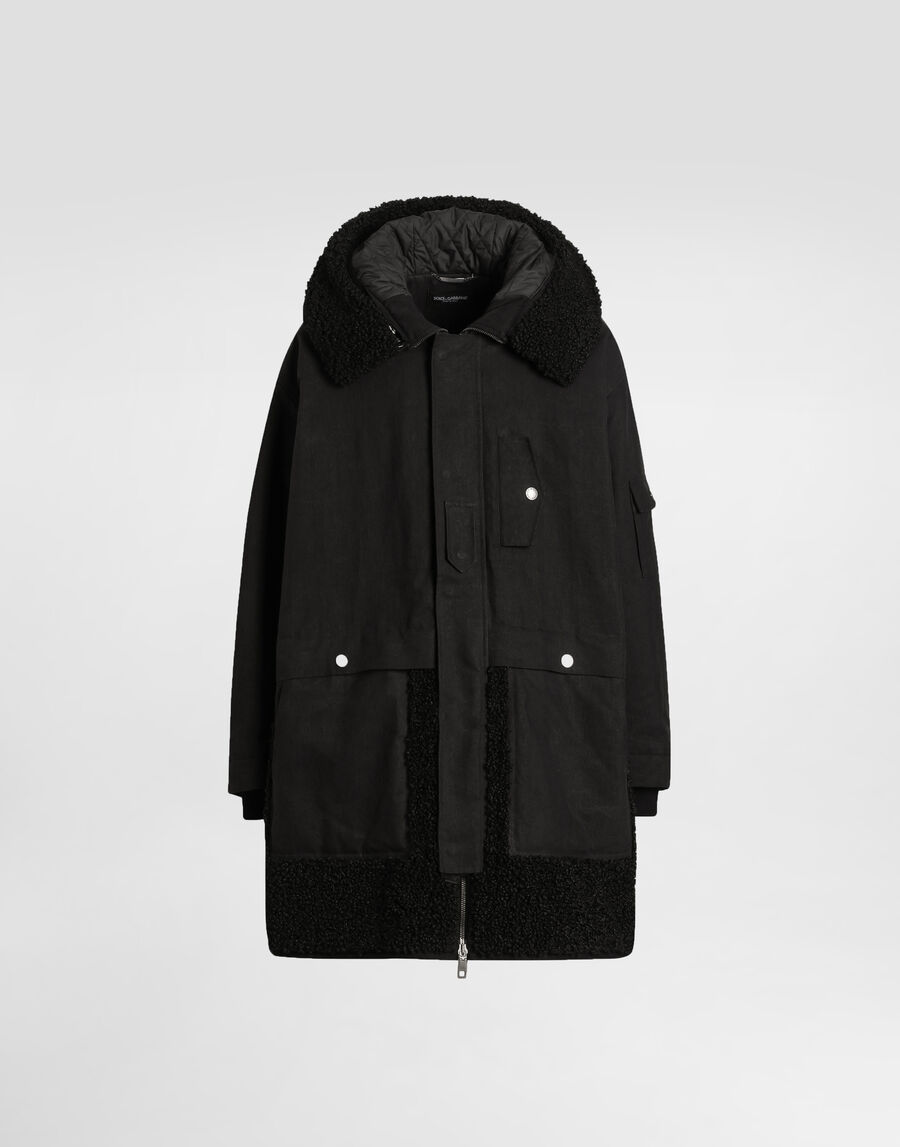 Waxed long down jacket