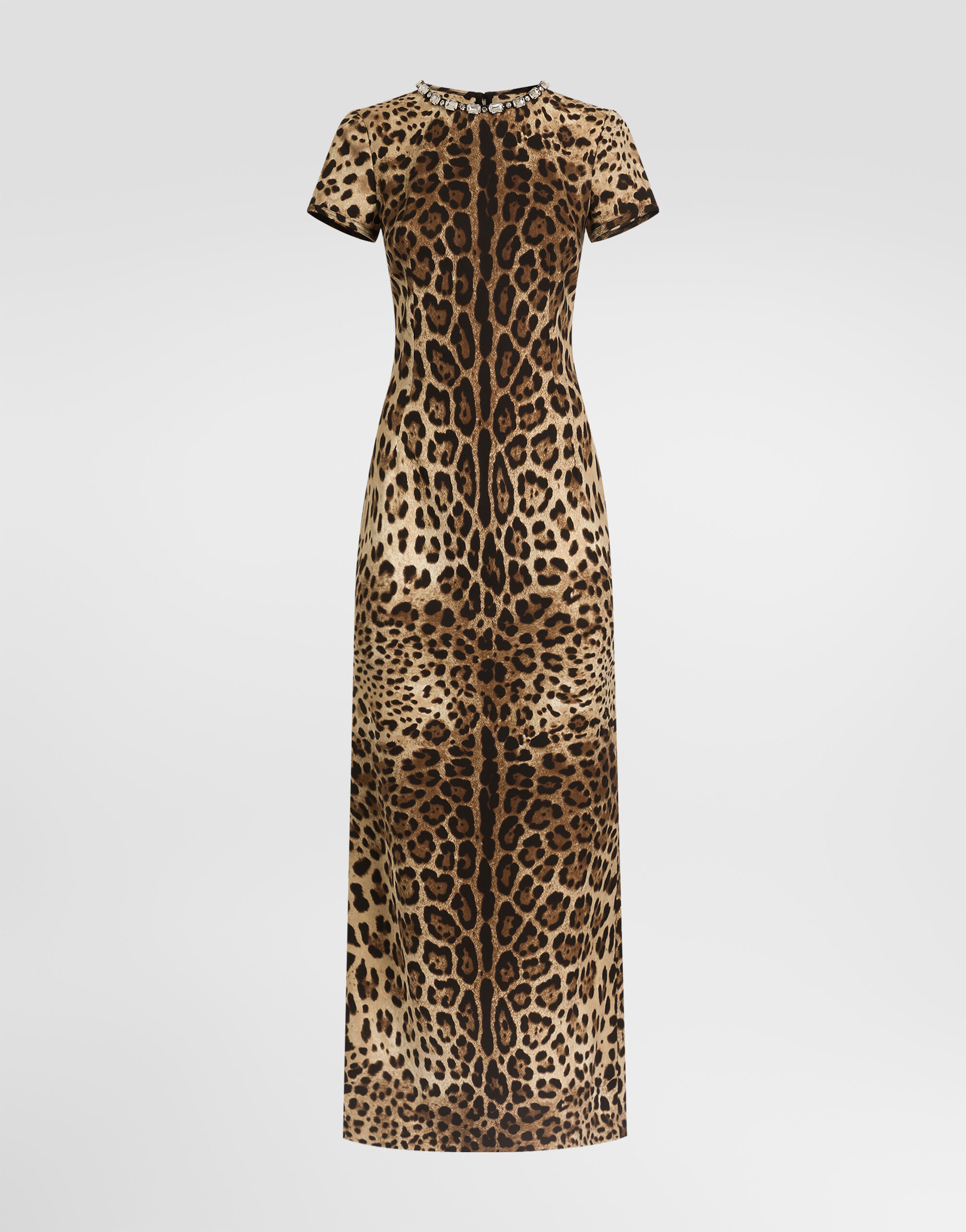 Leo-print charmeuse dress in Print for Women | Dolce&Gabbana® US