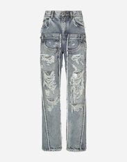 Dolce & Gabbana KIM DOLCE&GABBANA Patchwork denim jeans with ripped details Crystal O1D03TONL85