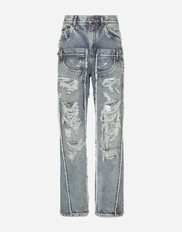 Dolce & Gabbana KIM DOLCE&GABBANA Patchwork denim jeans with ripped details Multicolor FTAIADG8EZ8